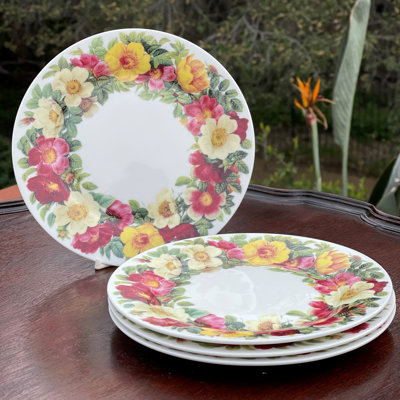 Bone China Spice Poppy Salad/dessert Plates, Set of 4