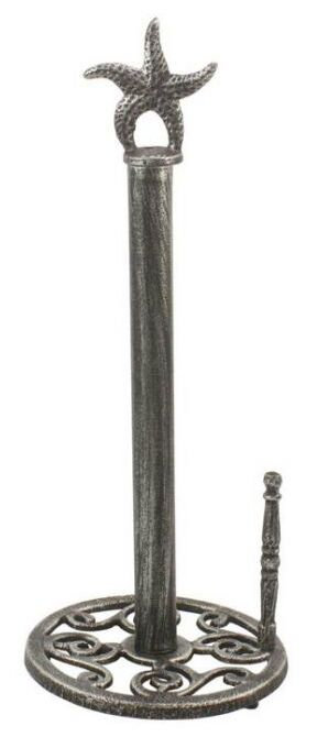 Porte-essuie-tout autoportant en fonte Starfish, Argent antique