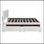 Lit plateforme tapissier avec tête de lit à motif brique, avec gigogne et 2 tiroirs, tissu en lin-46963879-46963865