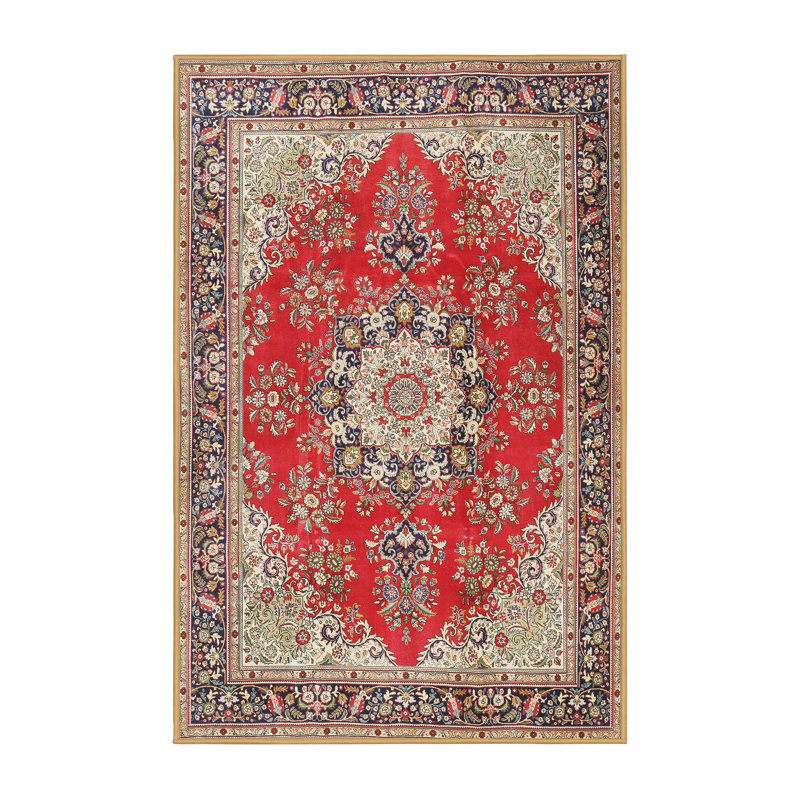 Tapis traditionnel mehroon/noir/crème Naim, Rectangle 2 pi x 5 pi