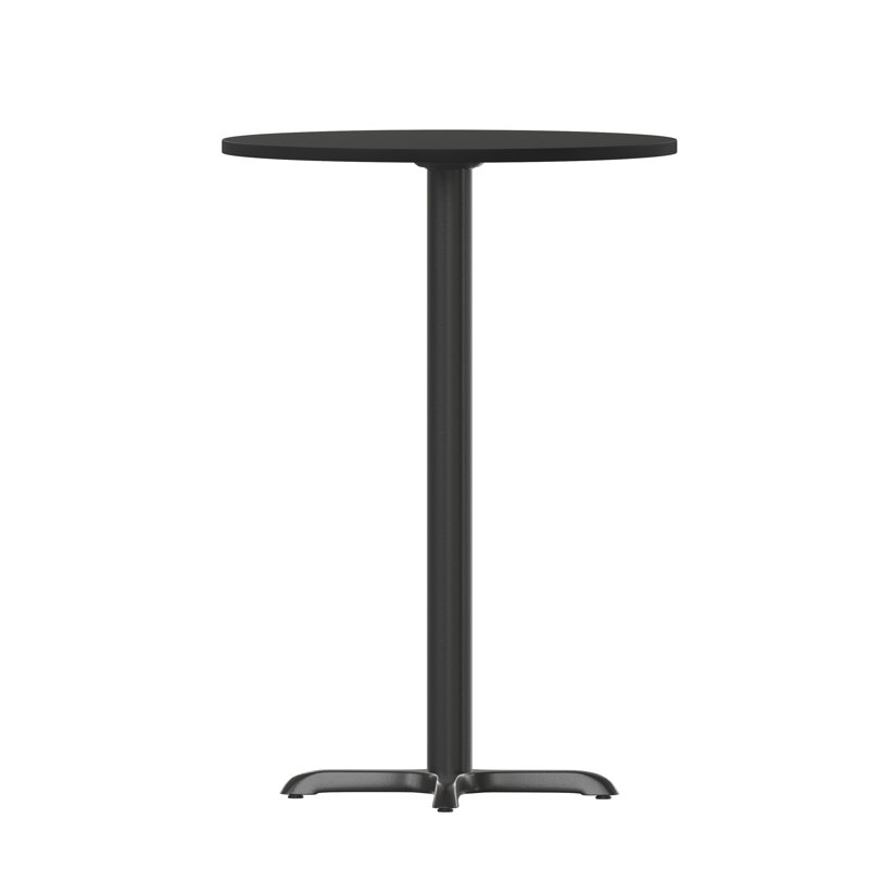 Black Round Laminate Bar Height Table with Cast Iron Base
