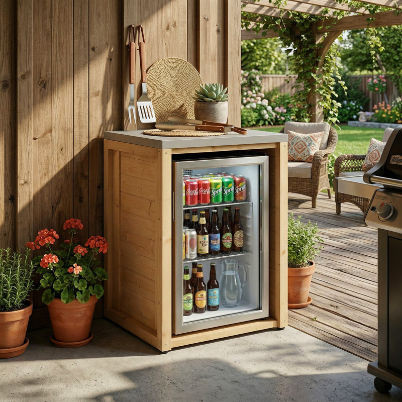 Armoire de réfrigérateur d'extérieur FUFU & GAGA, Brun