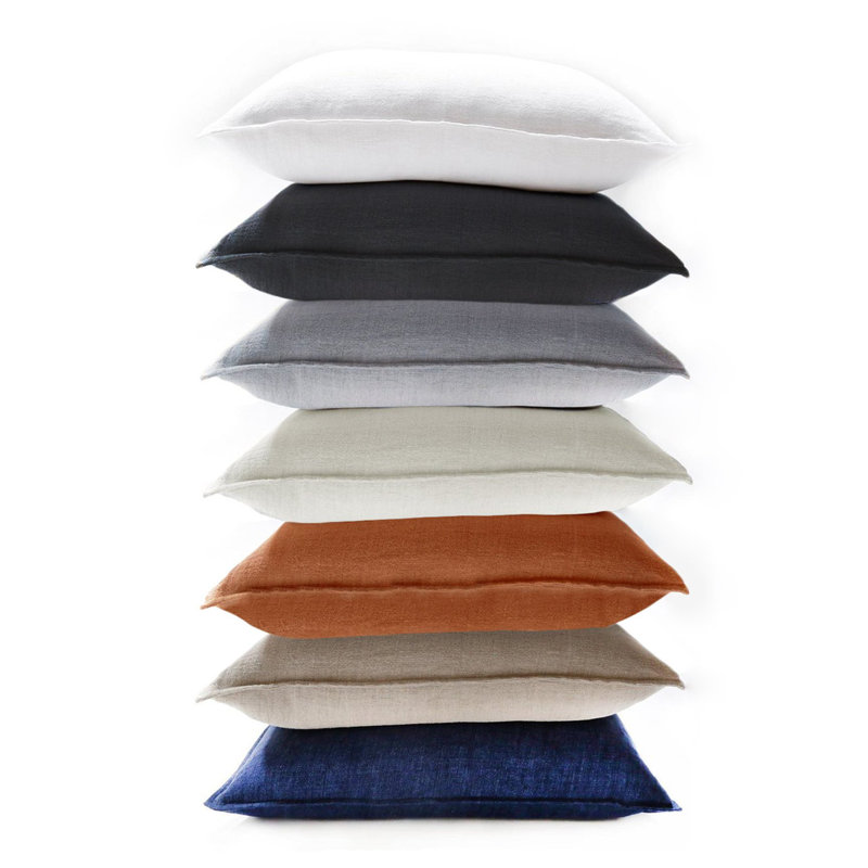 Montauk 100% Linen Large Pillow Cover, Charcoal, Euro 