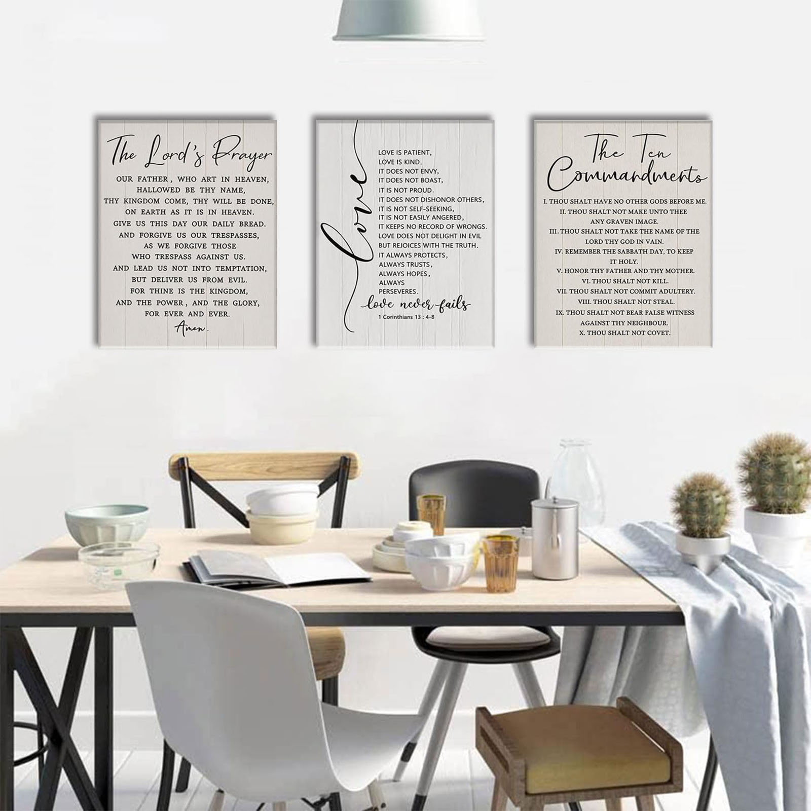 August Grove 3 Piece The Ten Commandments Canvas Wall Art Scripture ...
