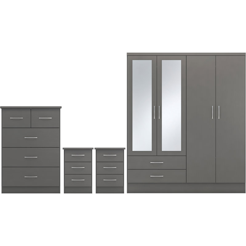 Cascio 4 Piece Bedroom Set, 3D Grey