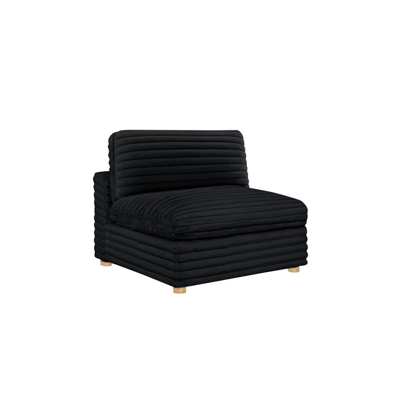 Chaise sans accoudoirs modulaire en velours côtelé, Noir