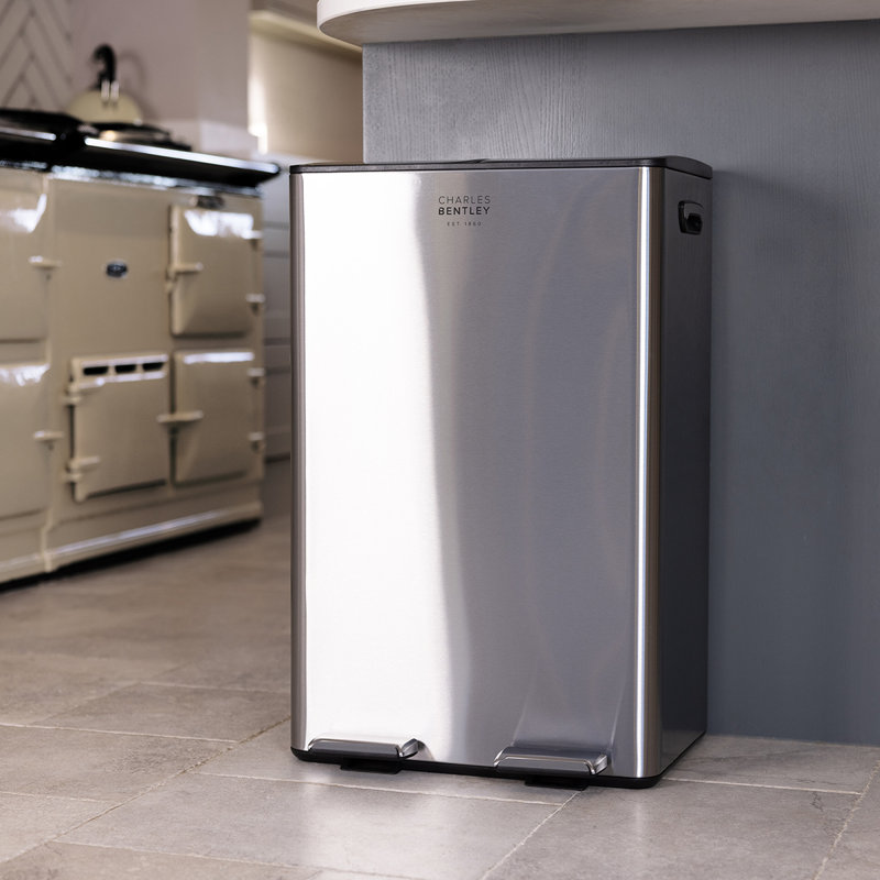Step On Multi-Compartment Rubbish & Recycling Bin - 60L, Stainless Steel