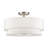4 Light Brushed Nickel Large Semi-Flush With Hand Crafted Off-White Fabric Hardback Shades-387463183