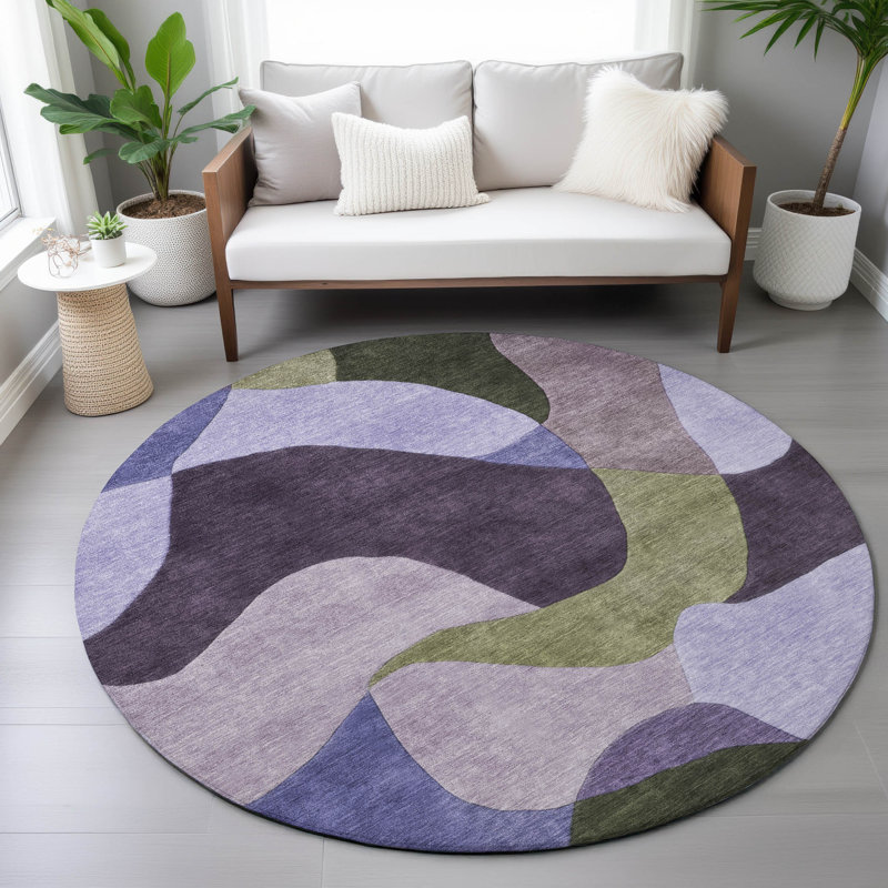 Machine Washable Indoor/Outdoor Jacinto ACN2141 Abstract Rug, Round 8'