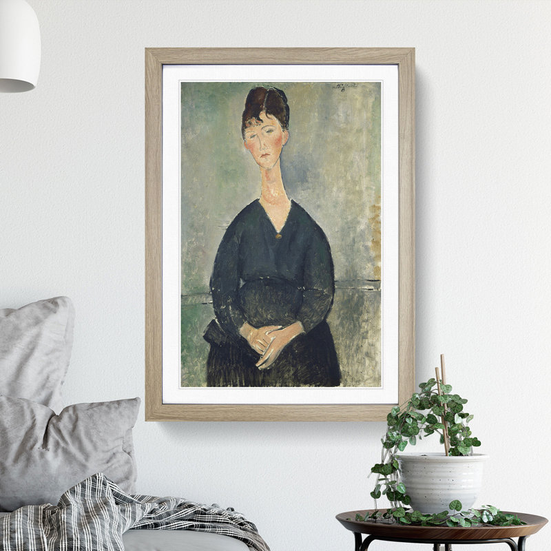 Cafe Singer by Amedeo Modigliani - Picture Frame Painting, 48cm H x 36cm W x 2cm D, Oak Framed