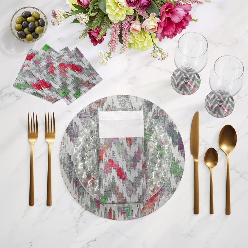 Pebble 16" Vinyl Placemat, Gray/Pink