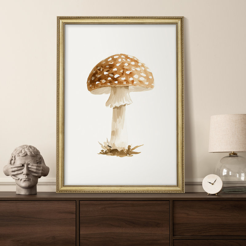 Décoration murale minimaliste botanique brun à pois, H 36 po x l 26 po x P 1,5 po, Impression encadrée sans passe-partout