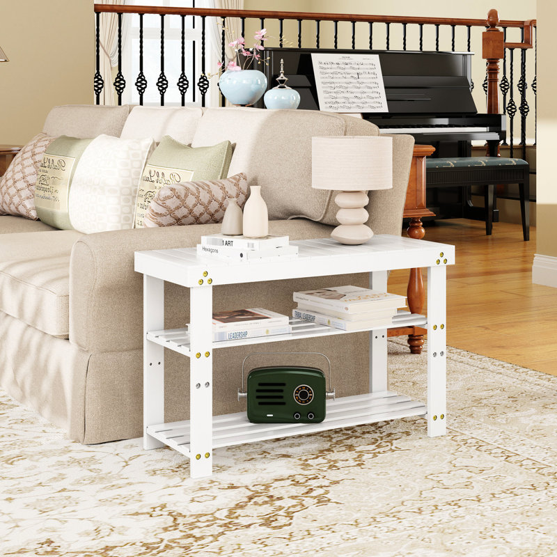 Banc à chaussures blanc avec tablettes réglables et coussin pour l'intérieur, White