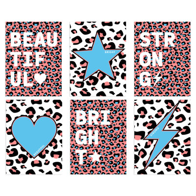 Leopard Pattern Bold Shapes - 3 Piece No Frame Print Set