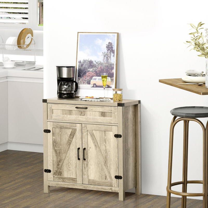 Garde-manger autoportant Enochs avec tablette réglable pour le salon, bois, Chêne