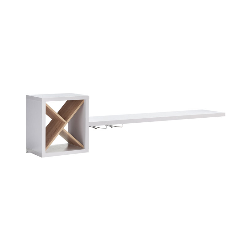 Alonis 60'' Bar Cabinet, White/ Light Brown