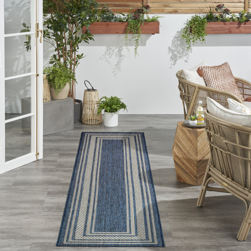 Horizon Indoor/Outdoor Modern Rug, Runner 2' x 6', Blue