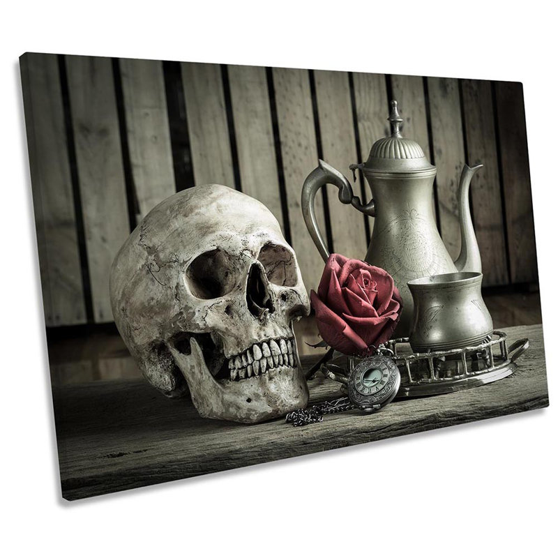 Skull Kitchen Still Life - Wrapped Canvas Print, 81.3cm H x 121.9cm W