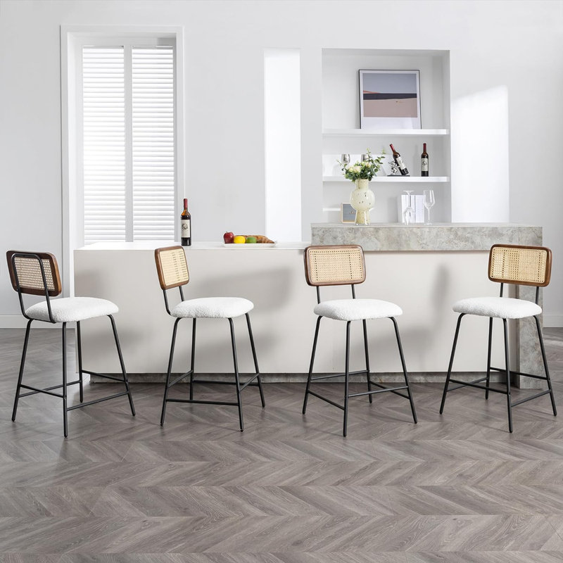 Bay Isle Home Bar Stool Set, White, 4