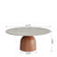 Table basse ronde en pierre frittée de 41 po Meranda avec piédestal en bois massif noyer-195381708-192860314-192860313