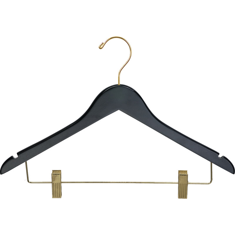 Cintre en bois avec pinces, Blanc, 50