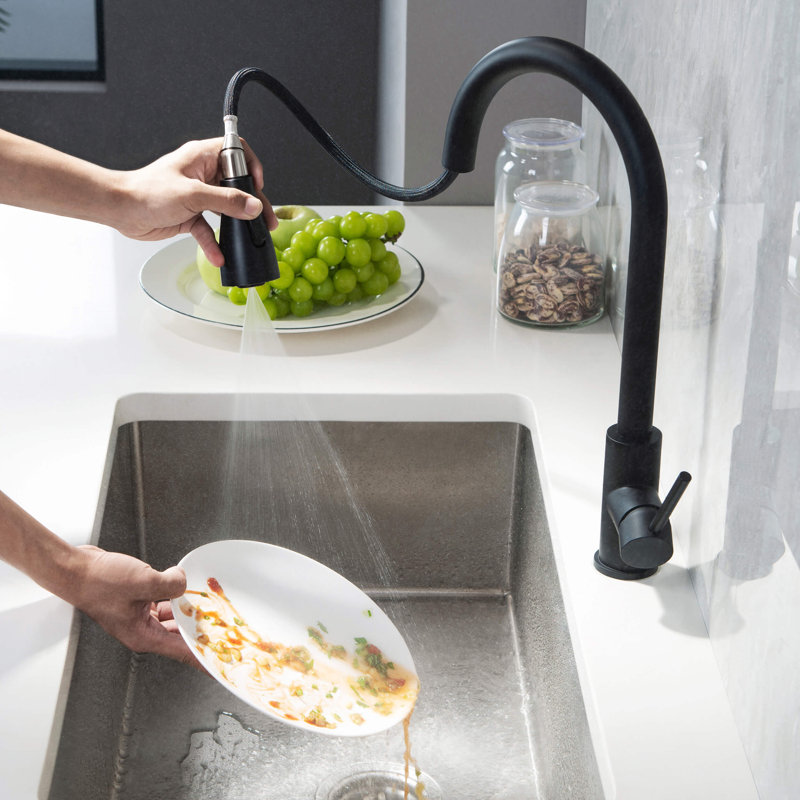 KIBI Pull Down Kitchen Faucet, Matte Black