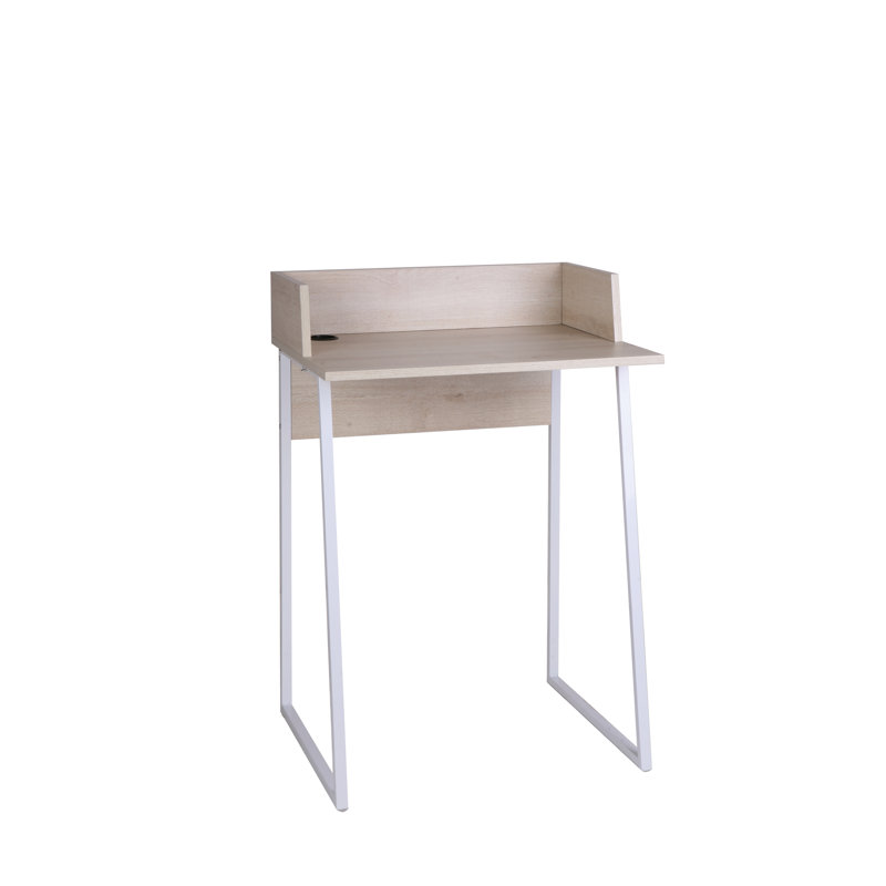 Hinshaw Metal Base Writing Desk, Light Oak/White