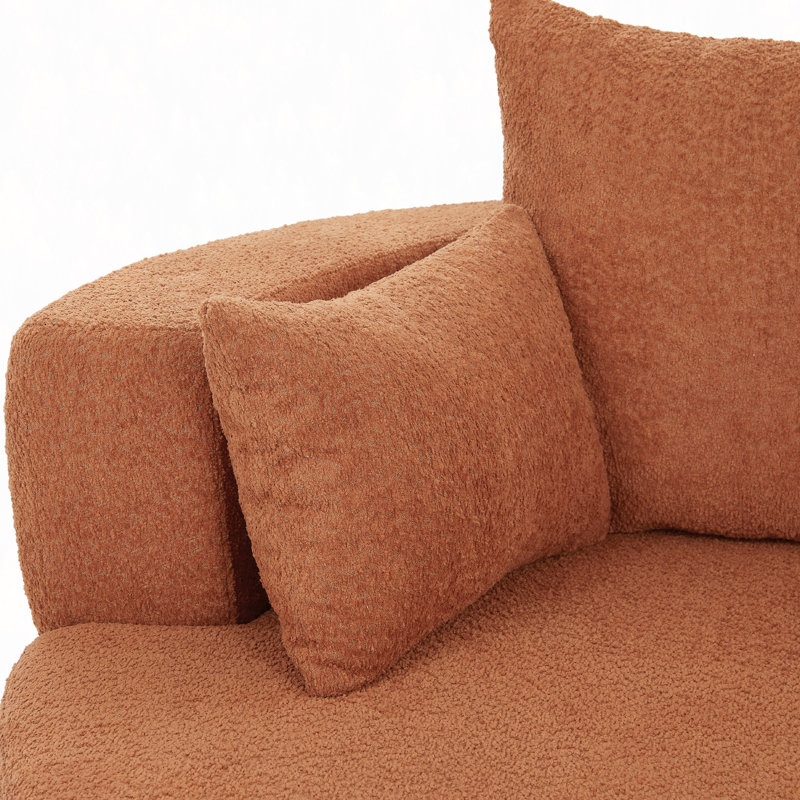 Fauteuil d'appoint pivotant à 360 ° avec 3 coussins amovibles, chambre à coucher, bureau et hôtel, Rouge