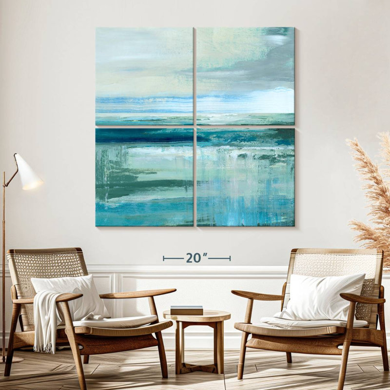 Abstrait mer et bleu sarcelle, H 57 po x l 57 po