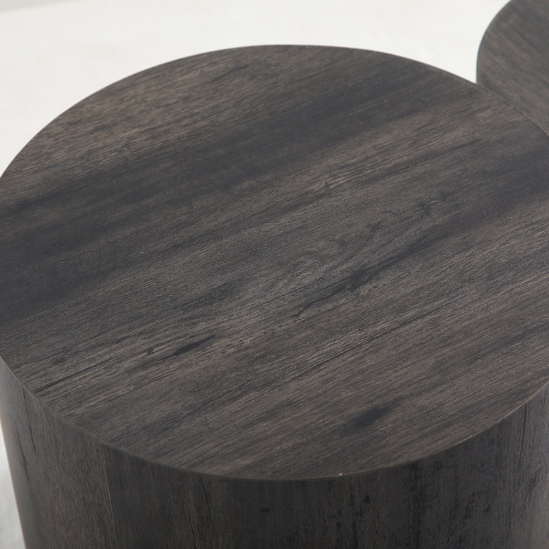 Ensemble de 2 tables basses rondes Nesting, Black Woodgrain