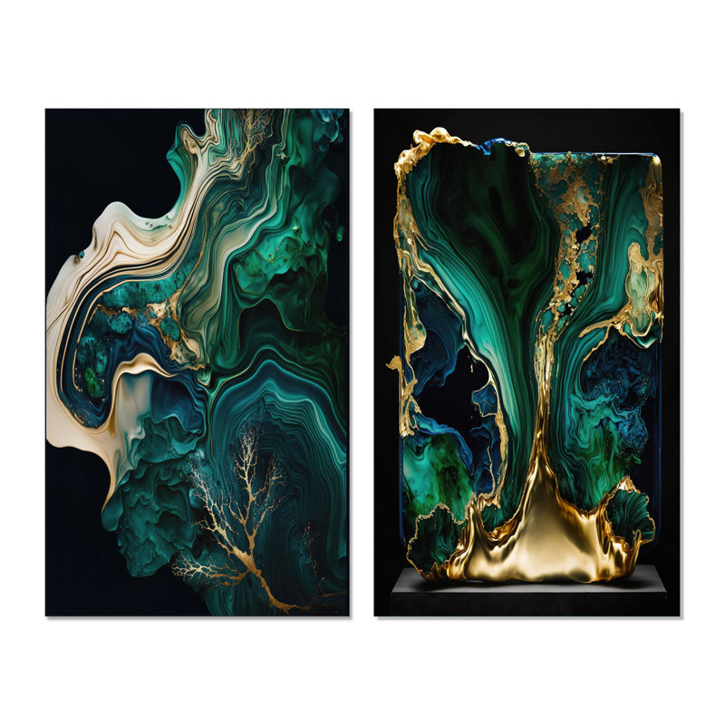 «Abstract Geode Marble», 2 pièces sur toile, H 40 po x l 40 po, Toile tendue