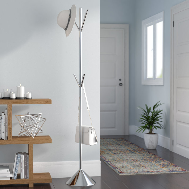 Lowder Stainless Steel Freestanding 6 - Hook Coat Rack