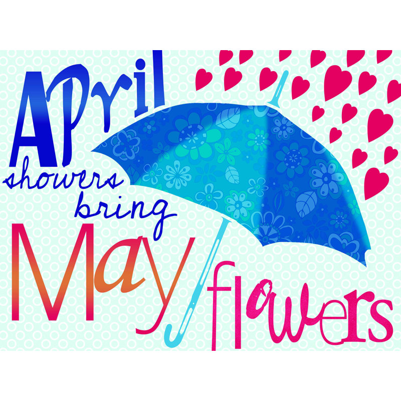 «April Showers», art textuel sur toile tendue, H 12 po x l 16 po