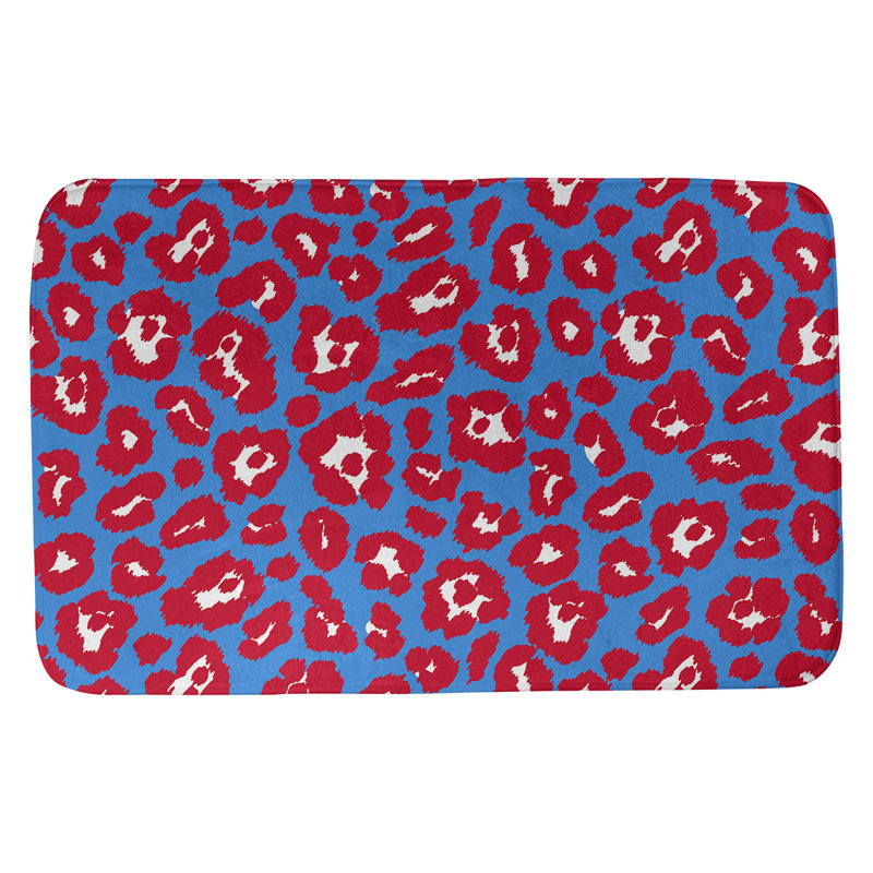 Tapis de bain de football Houston, H 0,5 po x l 21 po x L 34 po, Bleu clair / blanc / rouge