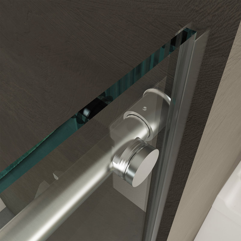 Porte de douche sans cadre de 56 à 60 po x H 76 po, porte de douche coulissante, avec cabine de douche en verre trempé épais de 3/8 po (10 mm) de qualité supérieure, couche facile à nettoyer à double face, finition chromée avec tampon