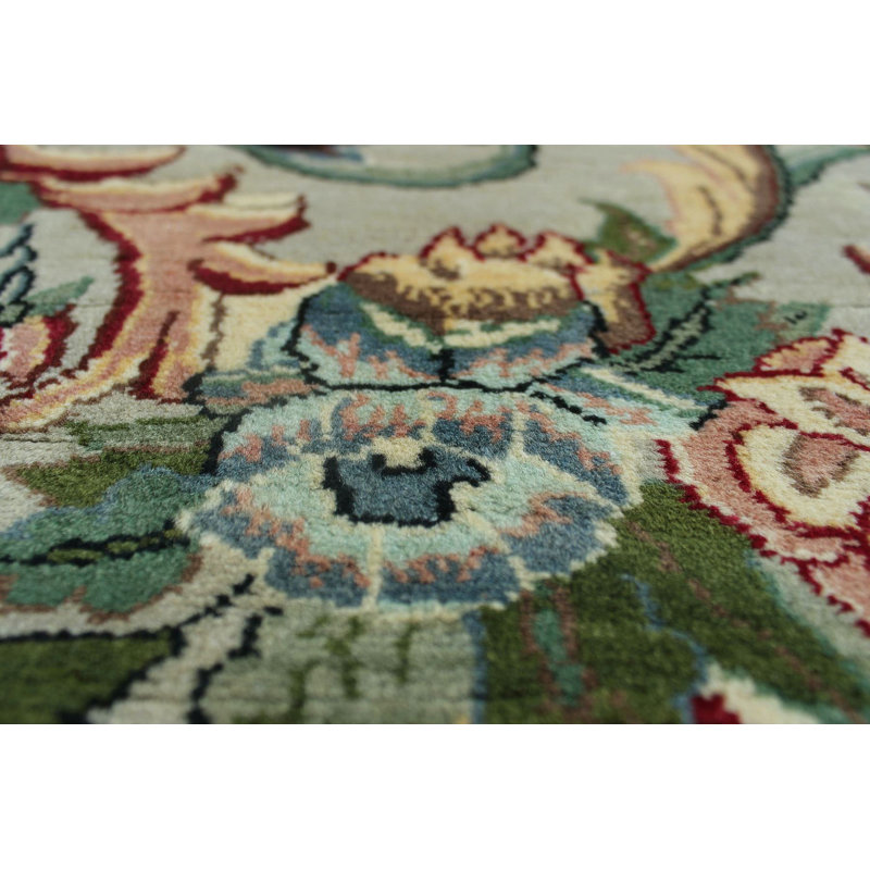 Tapis de zone en laine 8 pi 1 po x 8 pi noué la à la main one-of-kind Massimo