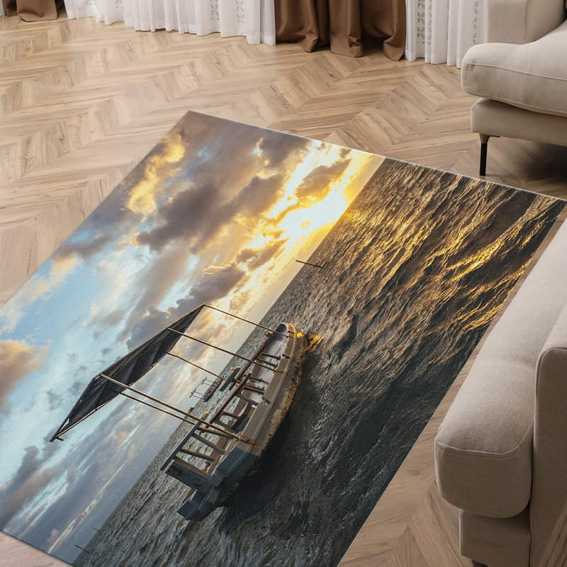 Chic and Comfortable Soft Pile Printed Rug with Modern Abstract Design for Enhancing Your Living Room or Bedroom Decor