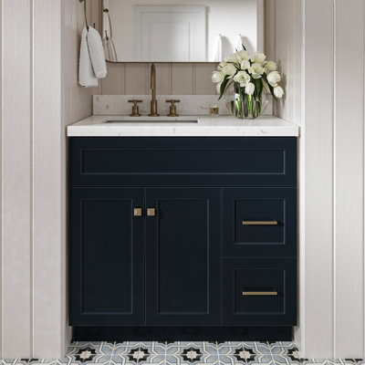 Hamlet 36.25'' Bathroom Vanity with Carrara Quartz Top