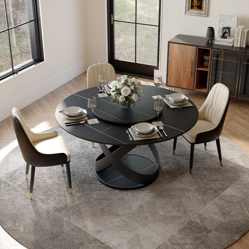 Ensemble de table de salle à manger 5 pièces Maxwell, Noir, H 29,53 po x L 51,18 po x l 51,18 po