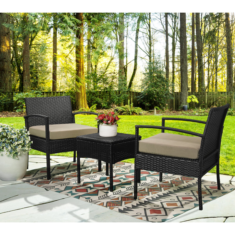 Holmsten 2 - Person Patio Conversation Set with Cushions, Sand