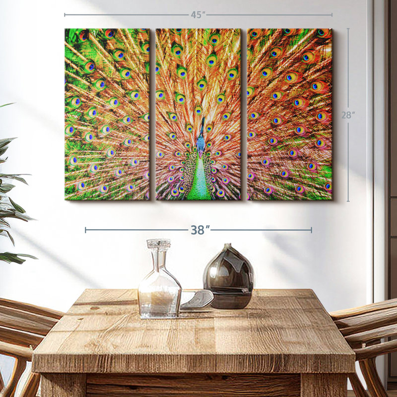«Grand Green Peacock Wall Art» sur toile, H 28 po x l 45 po x P 1,25 po