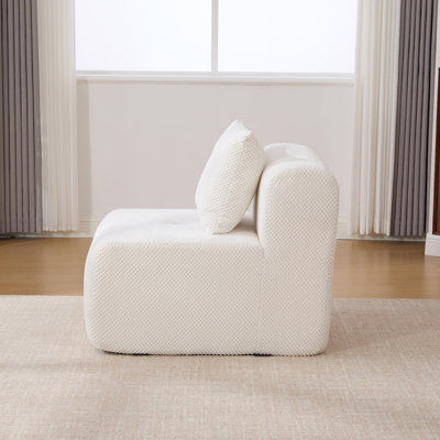 Modular Cloud Armless Accent Chair With Ottoman, Deep Seat Sofa Lounger, No Assembly, Soft Throw Pillow, Ideal For Living Room And Bedroom Comfort