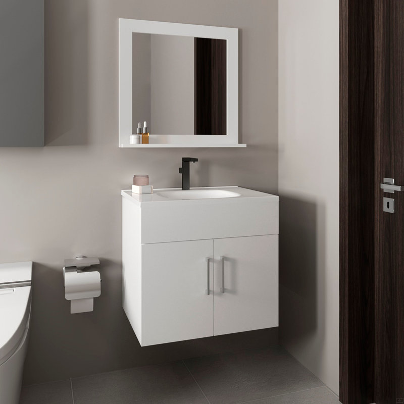 Bathroom Set, Vanity Sink + Mirror, 2 Doors, 1 Mirror