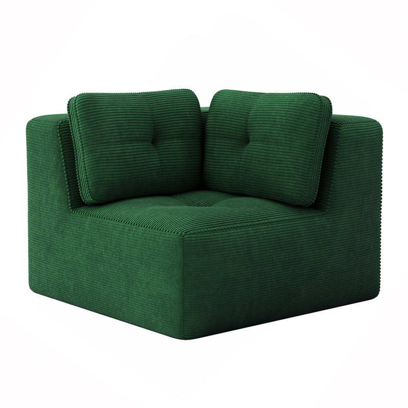 Canapé d'angle en velours côtelé, Green Corduroy, Green