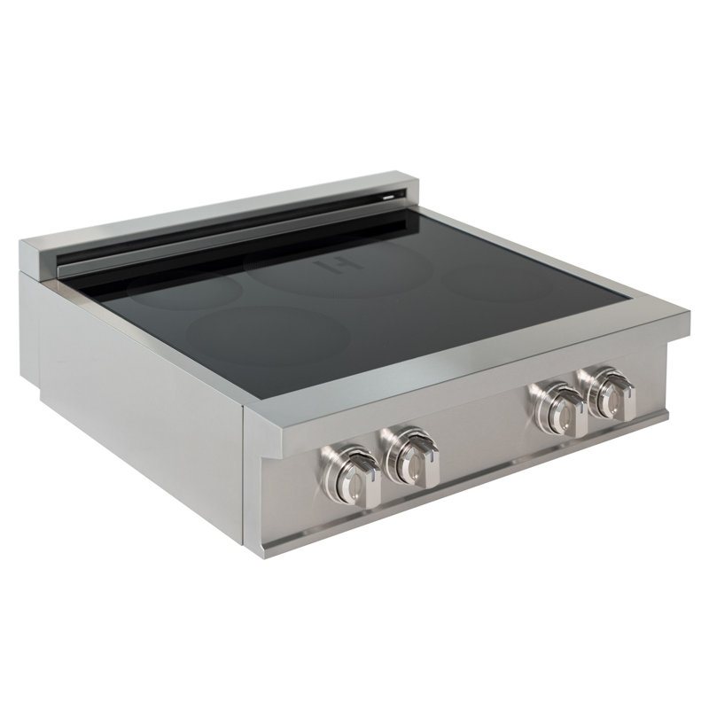Induction Hardware 20" 22" 24" 30" 36" 40" 48" 60" Gold and Stainless Steel Smart Induction 4 Burner Cooktop with Dual Size Power Burner and with Downdraft Ventilation
