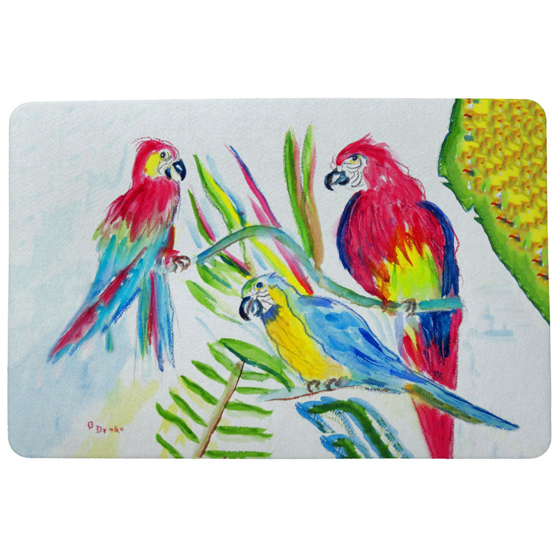 Tapis de sol antidérapant Bawnard Three Parrots, Rectangle 1 pi 6 po x 2 pi 2 po