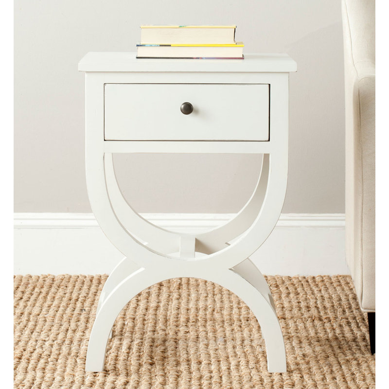 Modern & Vintage Lumley 18'' W Nightstand – Compact Bedside Table with Hidden Classic Design Drawer, Off White