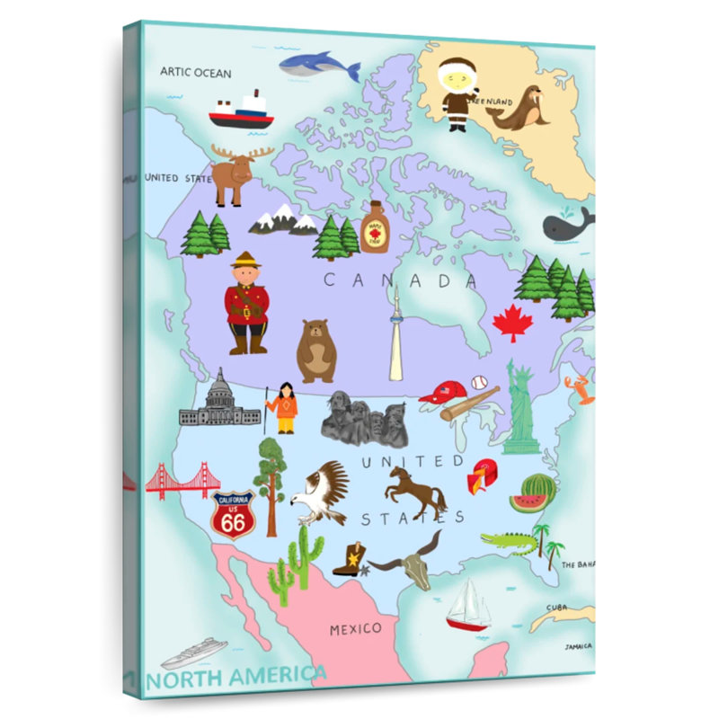 Continents d'Aliaz en Amérique du Nord, H 45 po x l 30 po