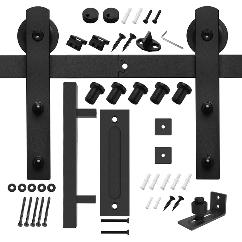 Ensemble de quincaillerie de porte de grange coulissante robuste et robuste de 6,6 pi HomLux, facile et silencieuse, facile à installer et réutilisable Ensemble de quincaillerie de porte de grange