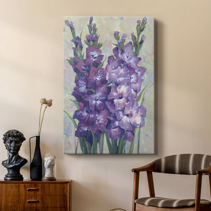 Glaïeuls en fleurs II - galerie Cavas sur mesure, H 27 po x l 18 po